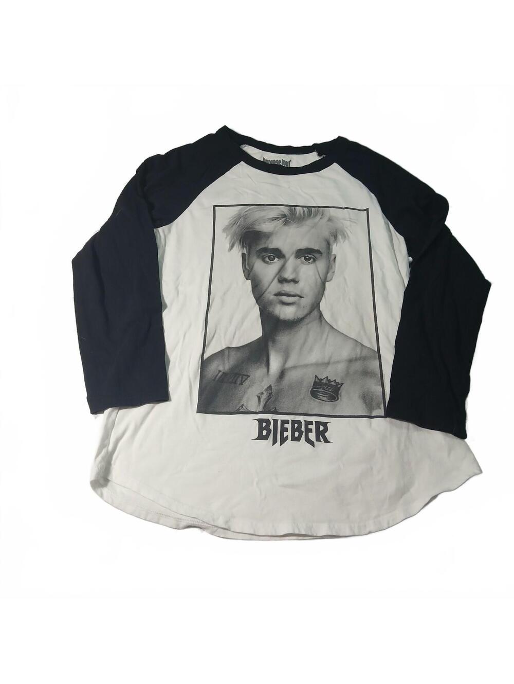 Justin Bieber Purpose Tour Raglan Graphic Shirt Black White Pop Band Tee S